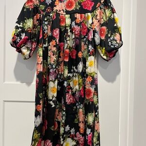 CHRISTINA ROHDE Girl Black Floral Silk Dress 8